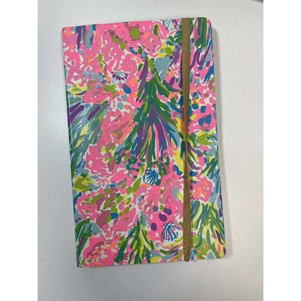 Lilly Pulitzer Bundle Lot Of 2 Vinyl Estee Lauder Zip Bags & Notebook